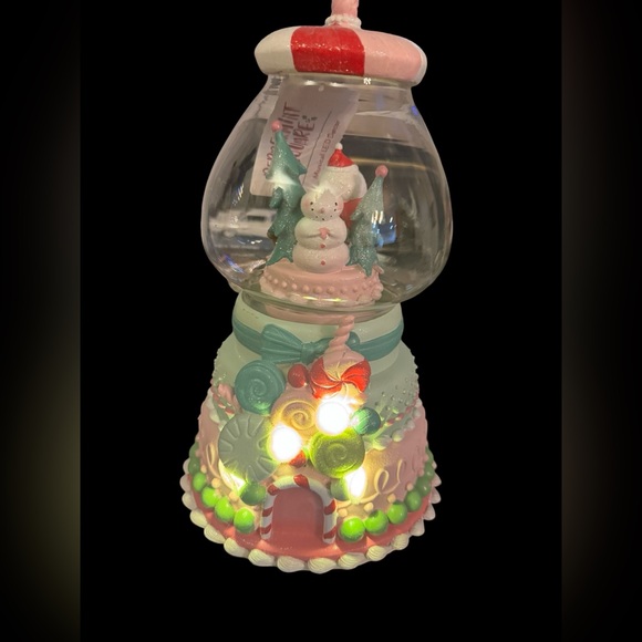 14" Peppermint Square  Pastel pink light up Musical Candy Gumball Machine Santa - Picture 1 of 5